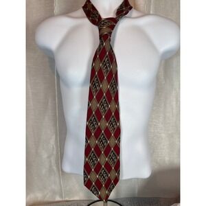 Robert Talbott Parisian Silk Blend Men's Tie Red Gold Diamond Pattern